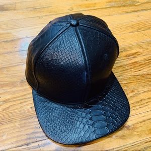 Genuine leather textured hat adjustable back